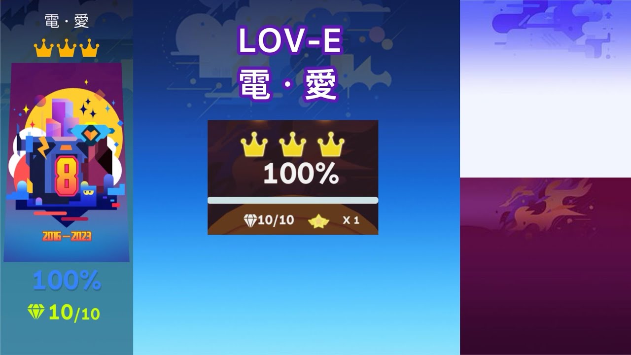 Rolling sky Lov-E 滾動的天空 電．愛 這一路來感謝有你  100% 全石+全冠+評分+解析 攻略