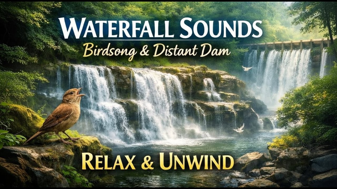 lMajestic Waterfall & River View | Butterflies and Birds in Mountain Nature | Scenic Beauty