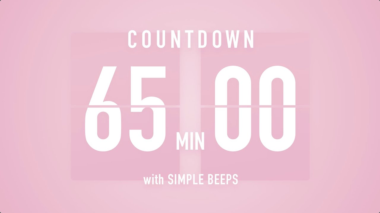 65 Minute Countdown Timer 🌸 Flip Clock with Simple Beeps 🔔