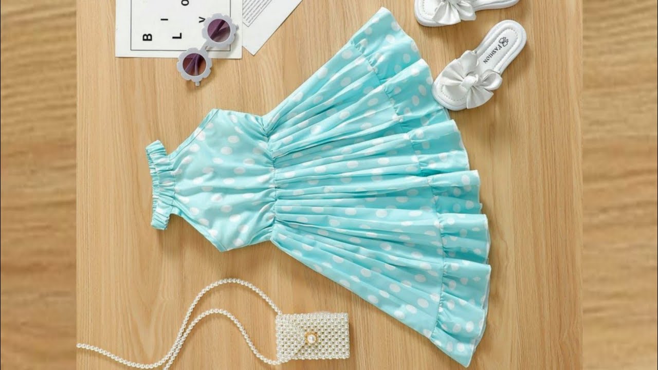 Very Easy Halter Elastic Neck Side High-Low Baby Frock Cutting and Stitching/Baby Frock