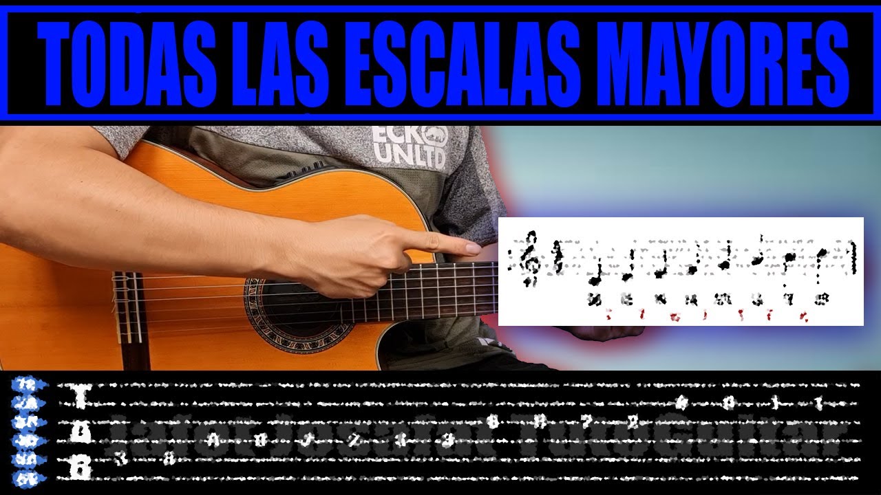 🚀Te ENSE&Ntilde;O en 5 Minutos a Como Tocar FACIL y Rapido TODAS las ESCALAS MAYORES en Guitarra con Tabs🎸