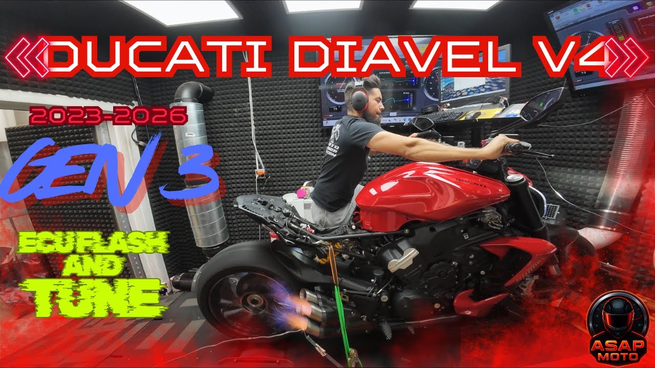 Настройка двигателя Ducati Diavel V4 2025 года на динамометрическом стенде | ASAP MOTO