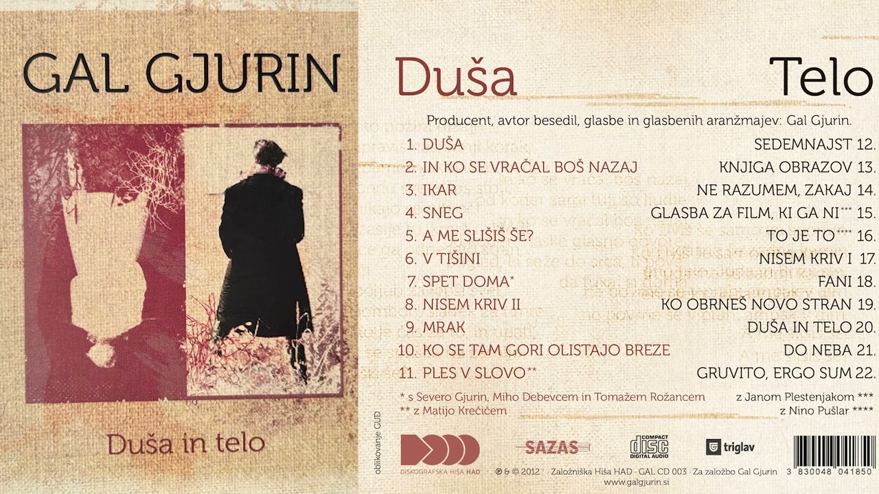 DUŠA IN TELO - CEL ALBUM - INSTRUMENTALI - Gal Gjurin (2012)
