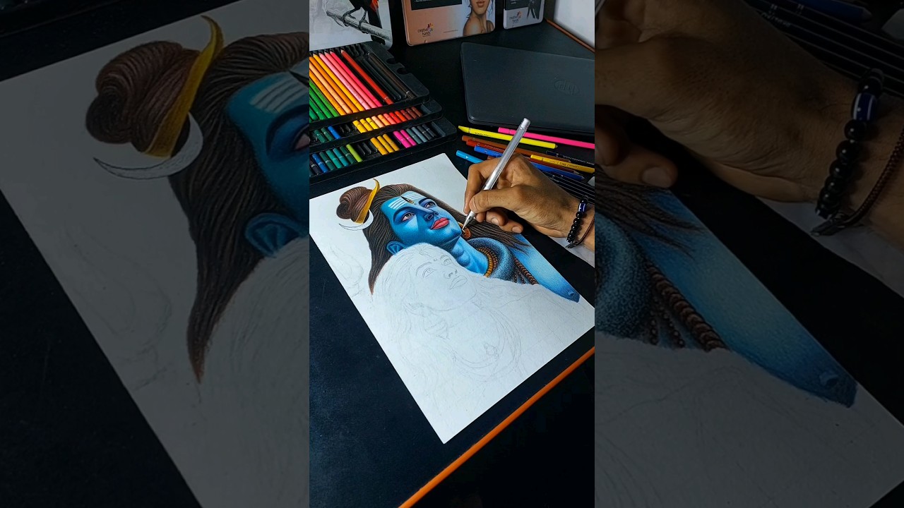 Shivratri special colour pencil sketch 🥰 #shivratri #shorts