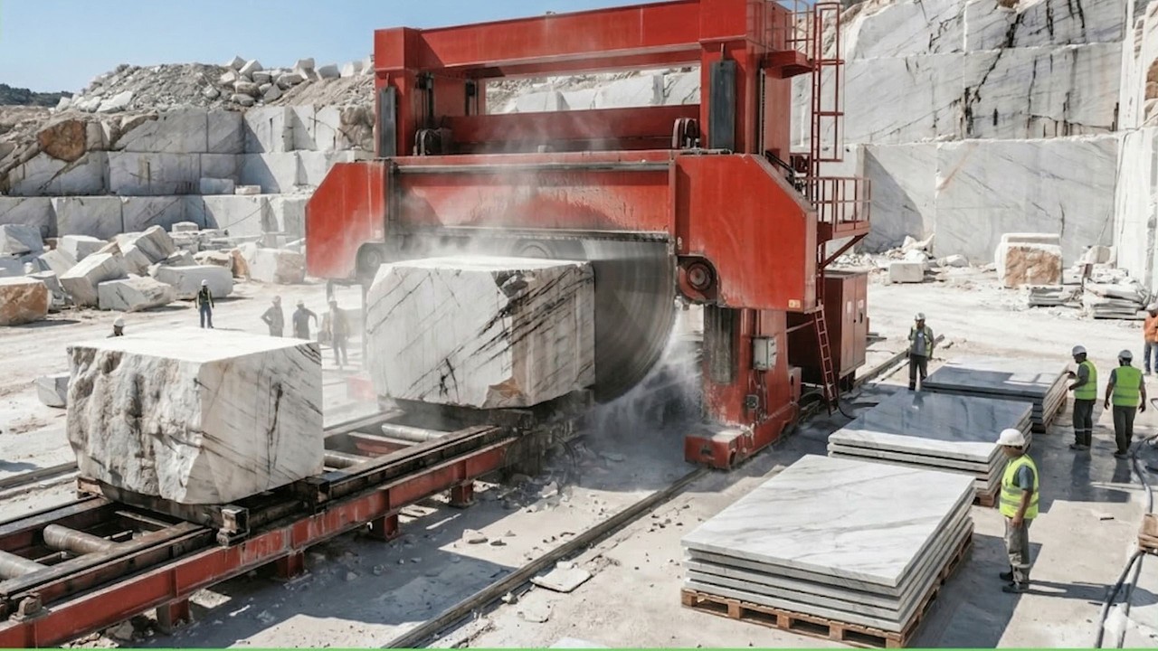 Dentro de la fábrica de piedra MX el proceso de transformación del mármol en muebles de alta gama