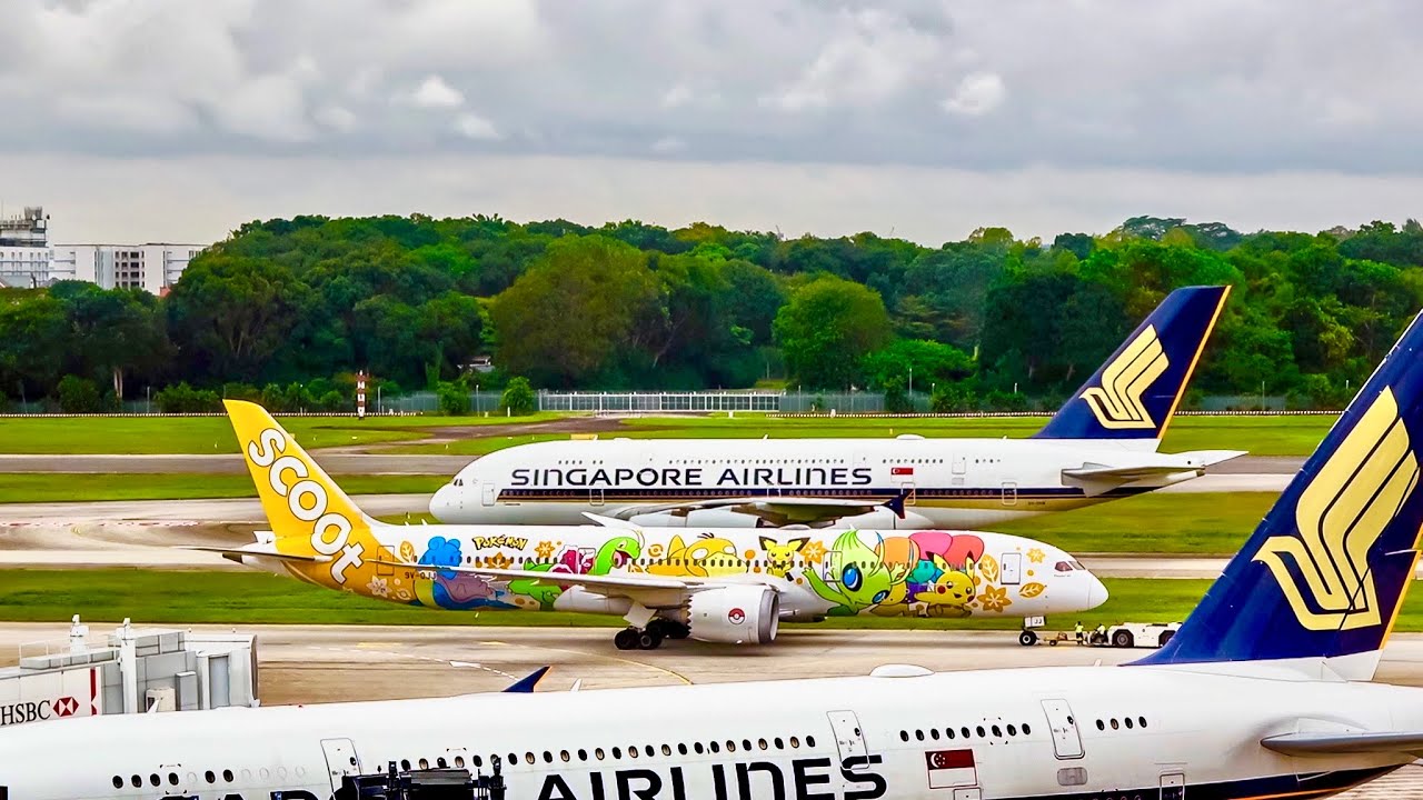Rain A380's 747's Special Livery's Spotting Singapore Changi Airport
