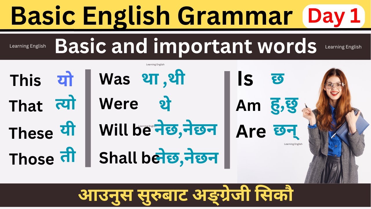 For Beginners Basic Important words| Basic English Grammar Series|Grammer Day 1 How to start English