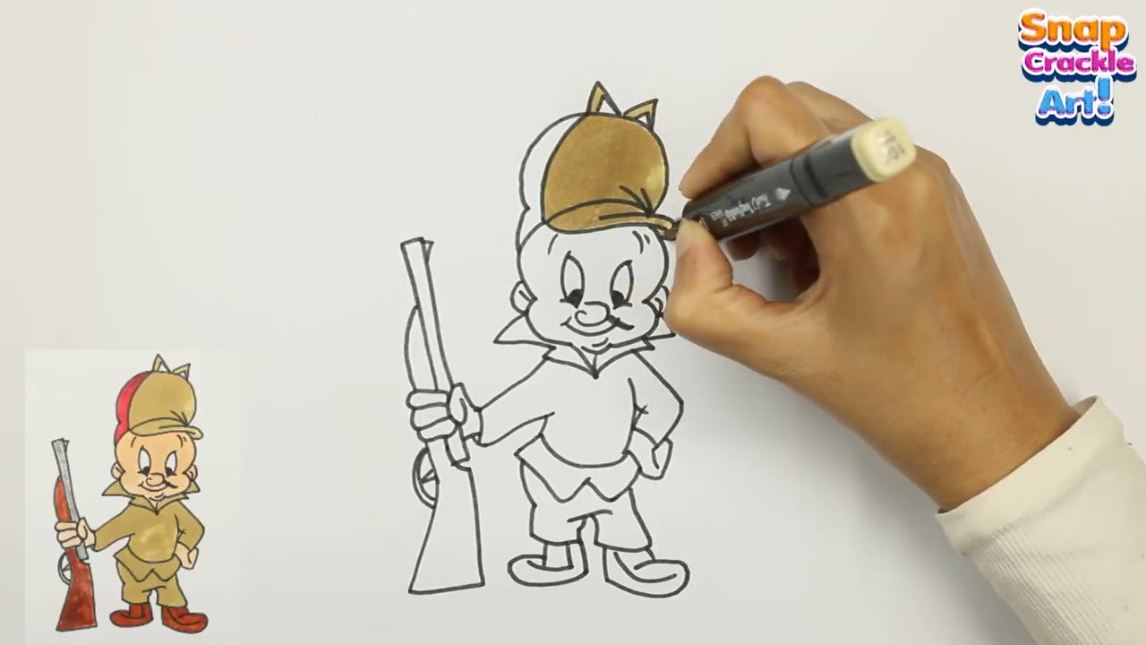 How To Draw Elmer Fudd Step By Step | Looney Tunes