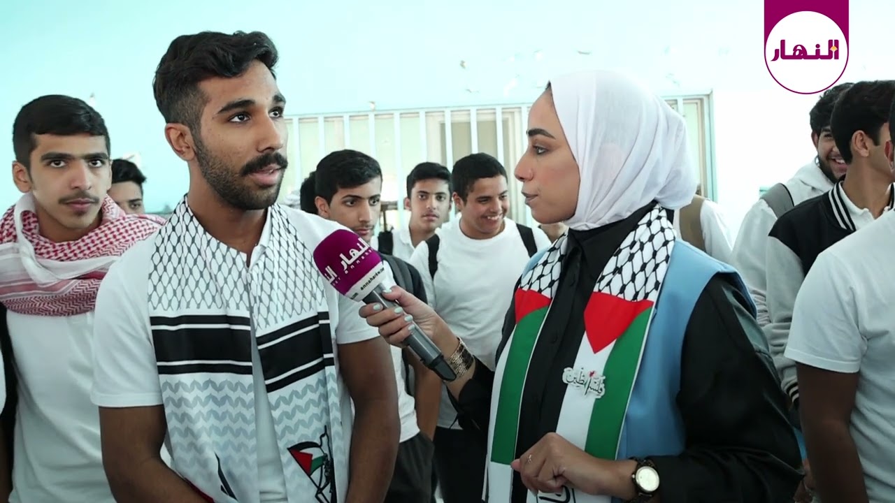 ثانوية عبدالله المبارك يدعمون غزة على طريقتهم