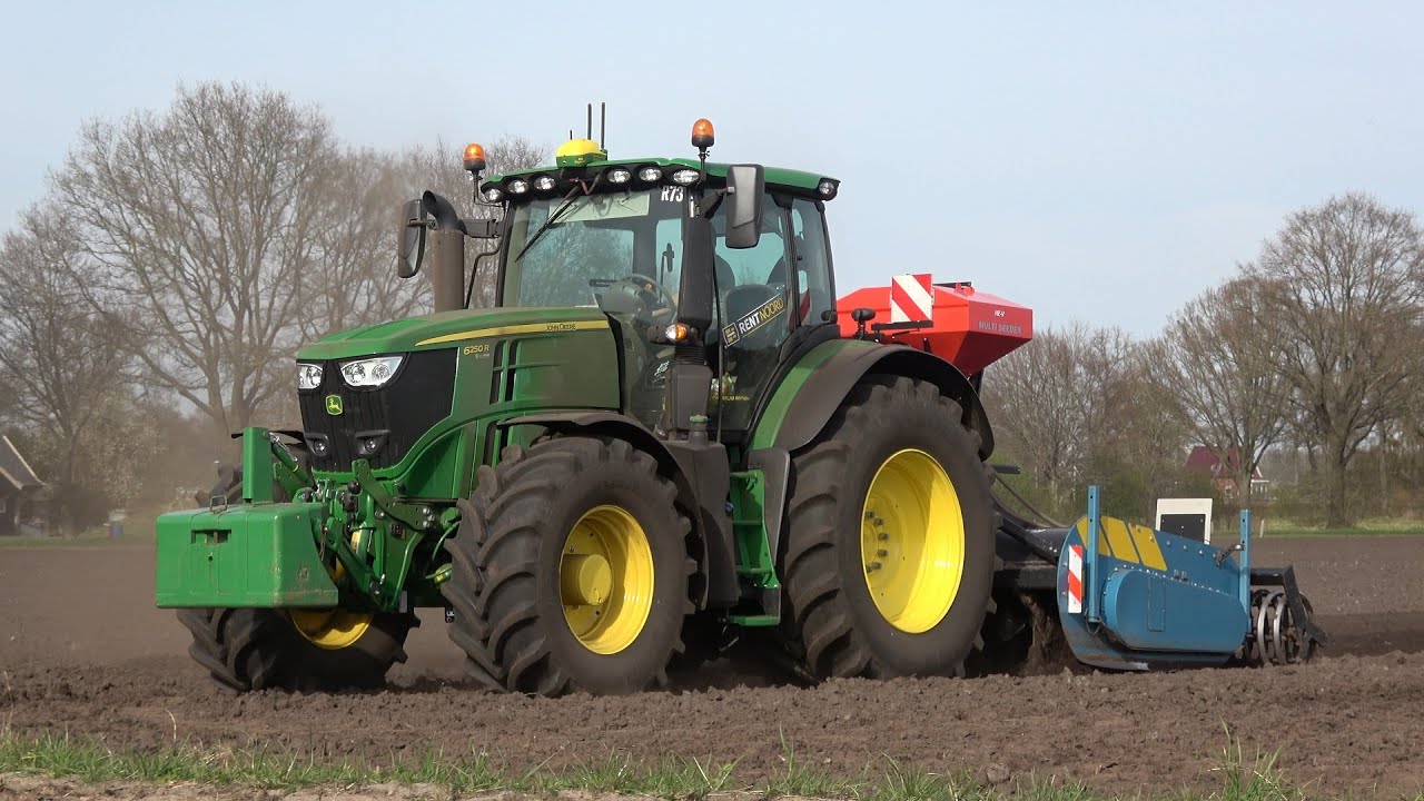 Loonbedrijf Wemekamp met John Deere 6250R en Imants 48 WX spitmachine (2022)