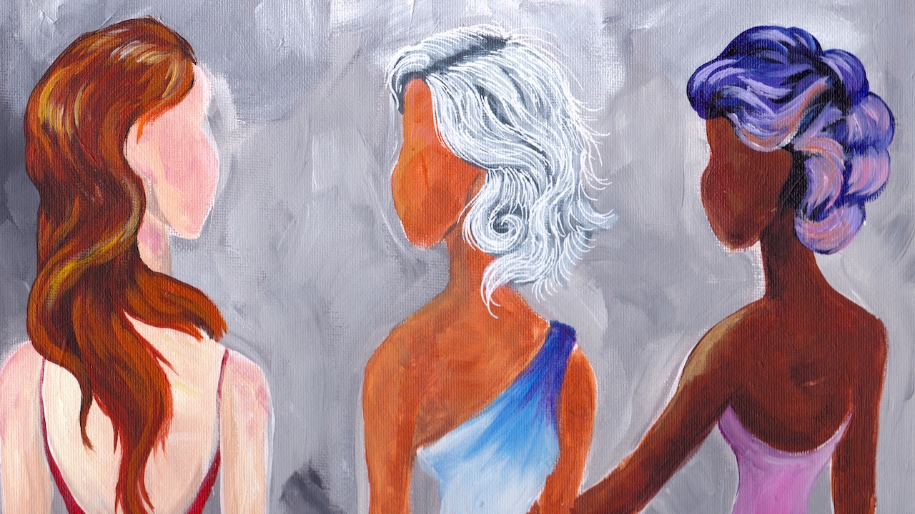 How to paint Hair in Acrylic | RED hair | GREY hair | FANTASY hair Big art quest | TheArtSherpa