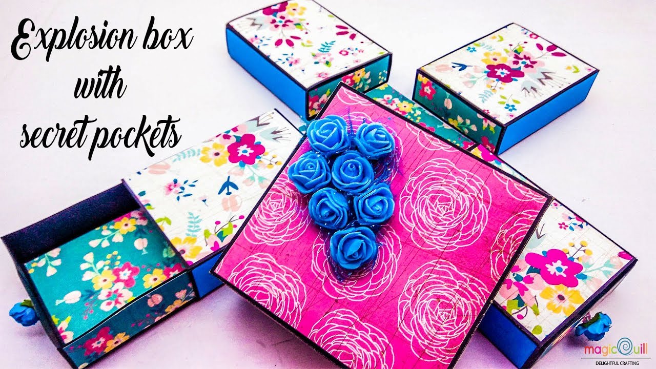 Explosion box with secret pockets | box with drawers | explosion box basic tutorial for beginners