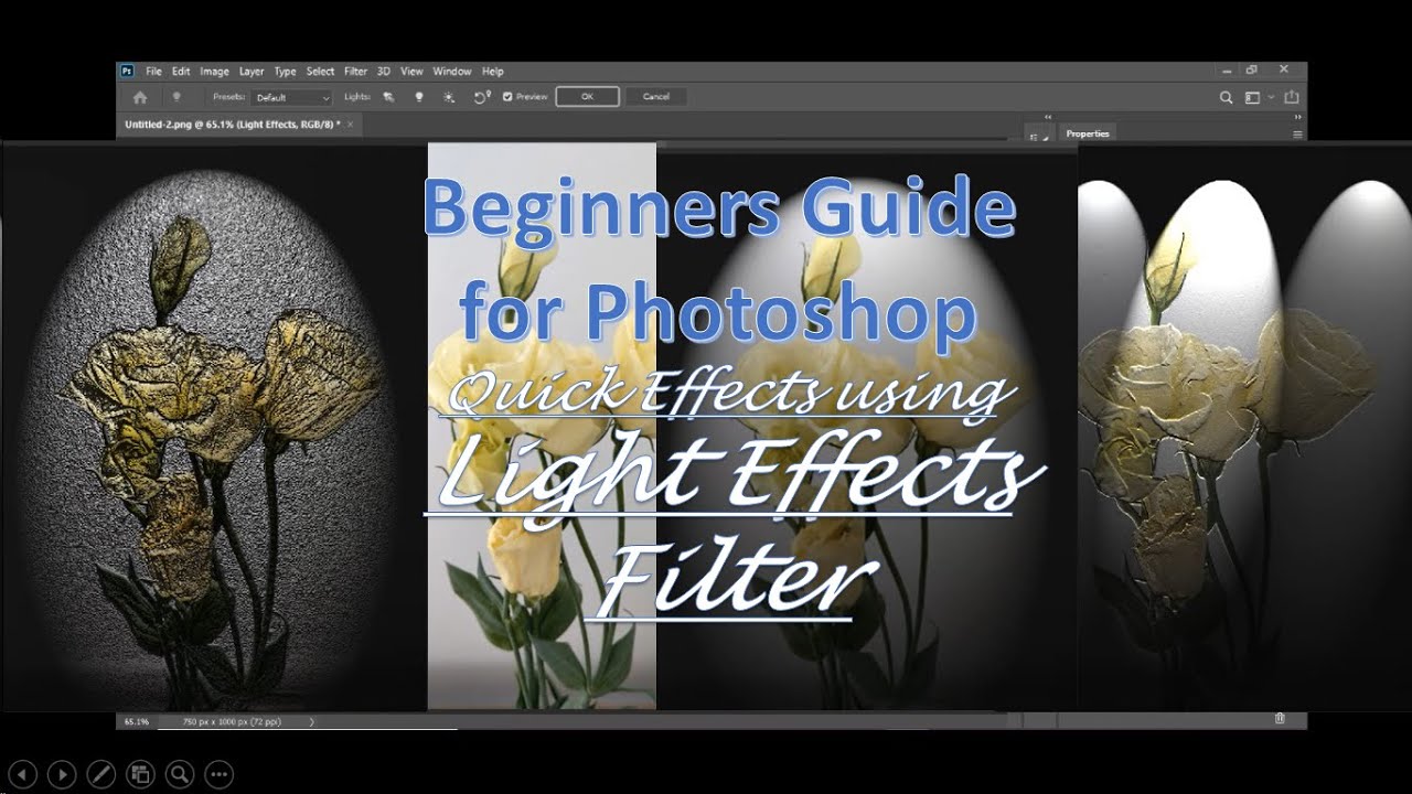 Beginners Guide to Photoshop: Quick Artistic effects using Lighting Effects Filter