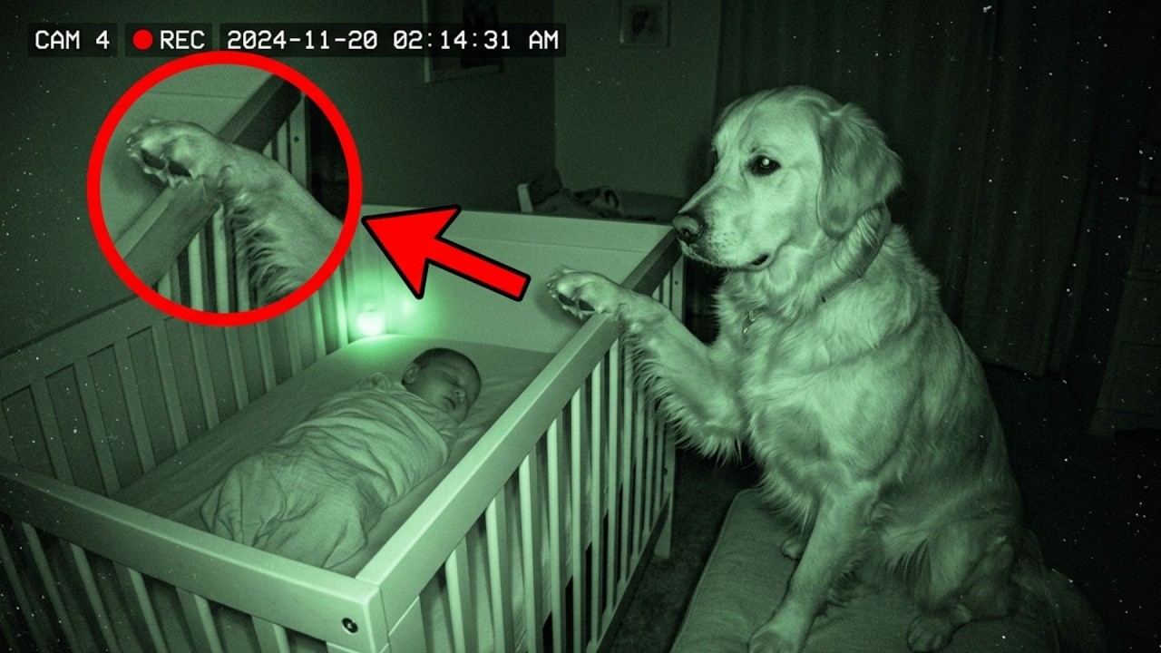 Câmera gravou seu cachorro às 2h14... o que ele fez no berço salvou o bebê!