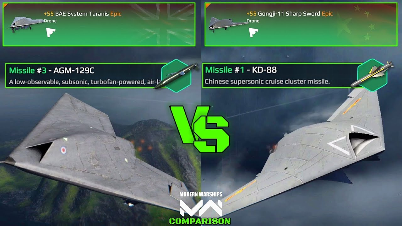 Gongji-11 Sharp Sword VS BAE System Taranis | Drone Comparison | Modern Warships