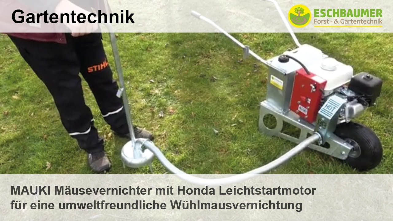 MAUKI Mäusevernichter mit Honda Leichtstartmotor für eine umweltfreundliche Wühlmausvernichtung