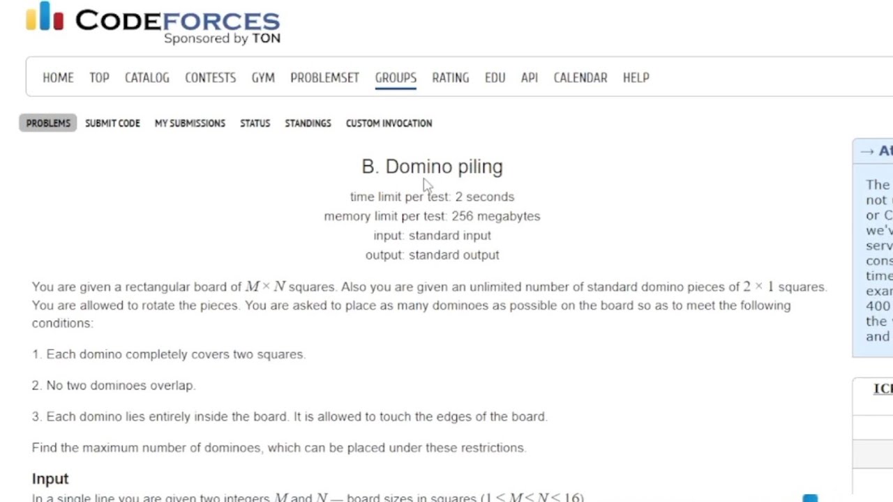 Domino piling | codeforces solution