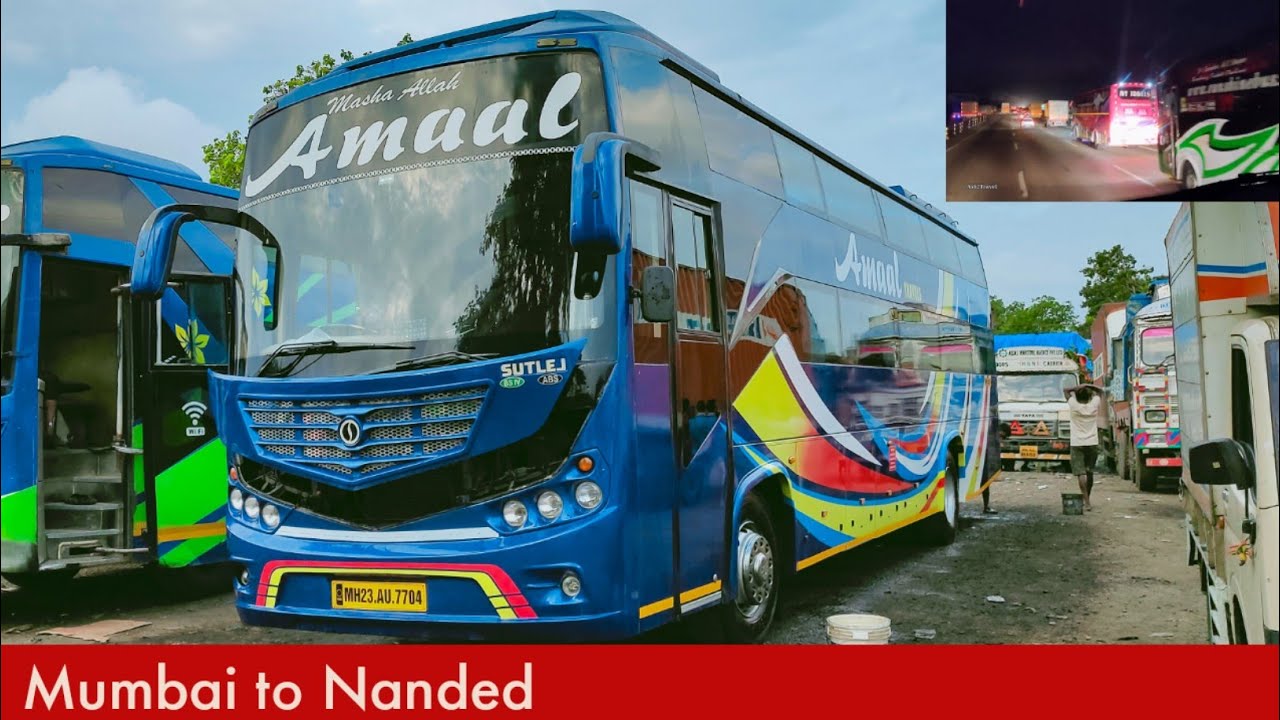 MUMBAI TO NANDED BUS JOURNEY BY AMAAL TRAVELS SUTLEJ AC SLEEPER BUS | CABIN RIDE🚌😍🔥