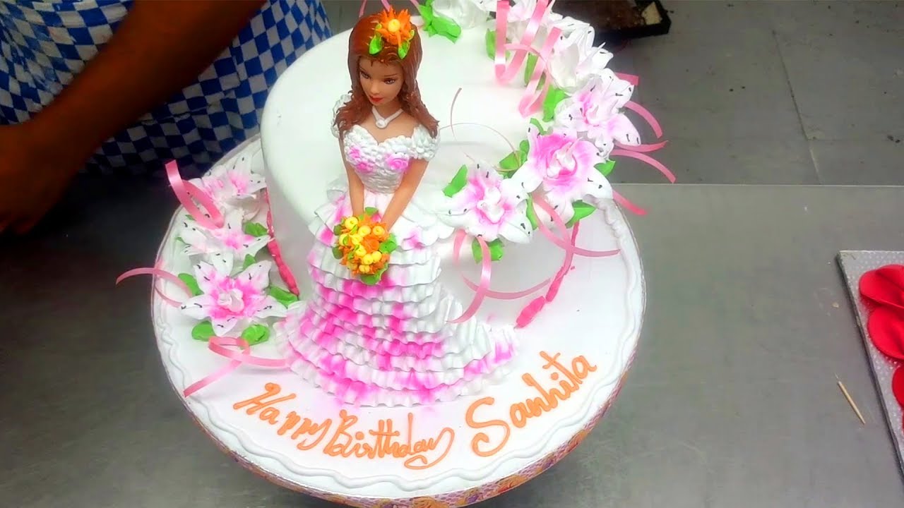How to Make Barbie Cake Design and Flowers Decoration Video