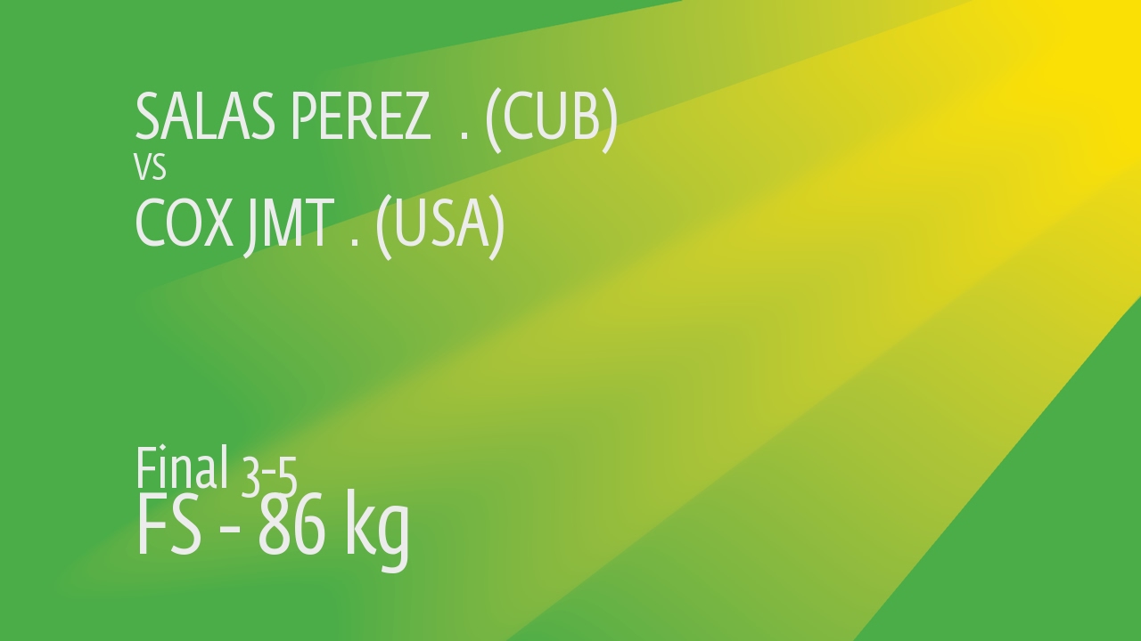 BRONZE FS - 86 kg: J. COX (USA) df. R. SALAS PEREZ (CUB) by withdrawal, 3-1