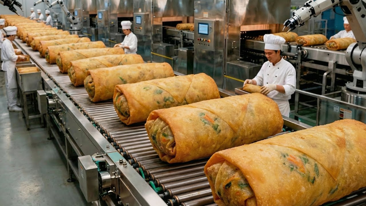 Inside A Modern Spring Roll Factory - How Chinese Spring Rolls Are Made