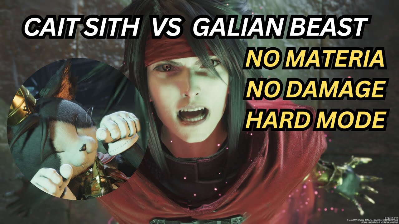 FFVII Rebirth Cait Sith Solo Vs Galian Beast (No Damage, No Materia, Hard Mode)