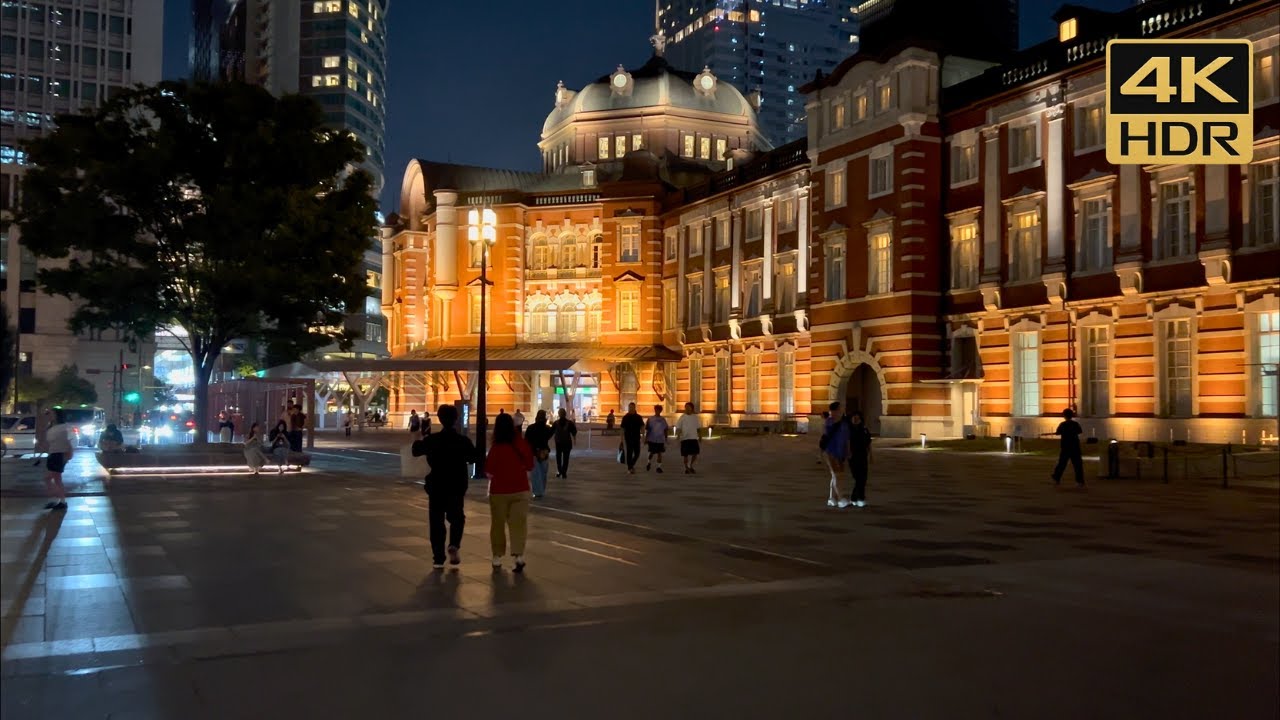 [Tokyo, Japan] Night Walk Around Tokyo Station – Marunouchi & City Lights [4K HDR]