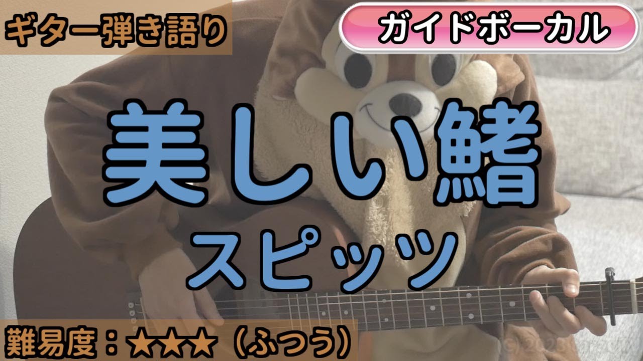 美しい鰭／スピッツ／ギター弾き語り練習用動画（コード／ストローク／歌詞／歌）