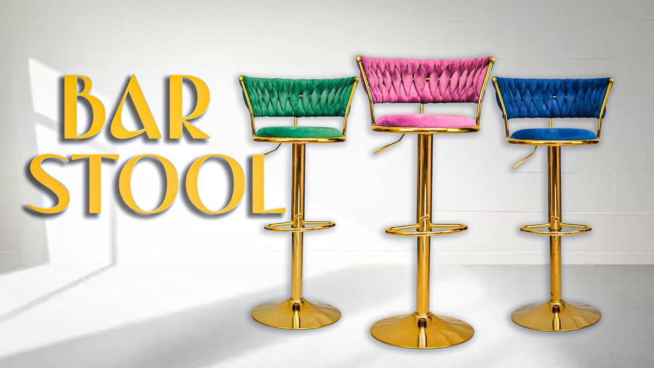 Gold Premium Velvet Bar stool | Imported bar stool chair price in bangladesh