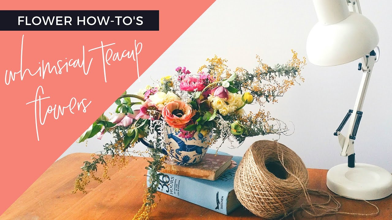 DIY Whimsical Low Teacup Flower Arrangement