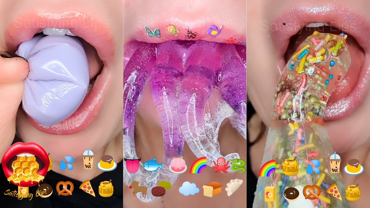 1 Hour Sleep Relax Study Satisfying ASMR Eating Emoji Food Challenge Compilation Mukbang 먹방