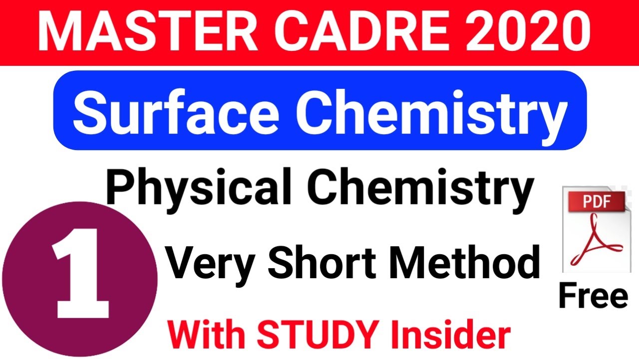 Surface Chemistry | P-1 | Very Short Method | Master Cadre 2020 | most Imp Topic | STUDY insider |