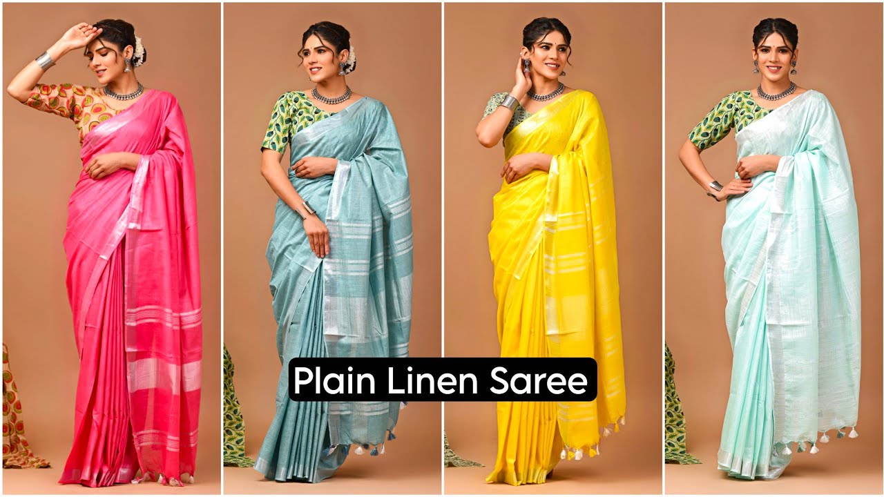 Plain Linen Saree | Linen Cotton Saree Collection #shopnow #linensaree #linencotton #sarees
