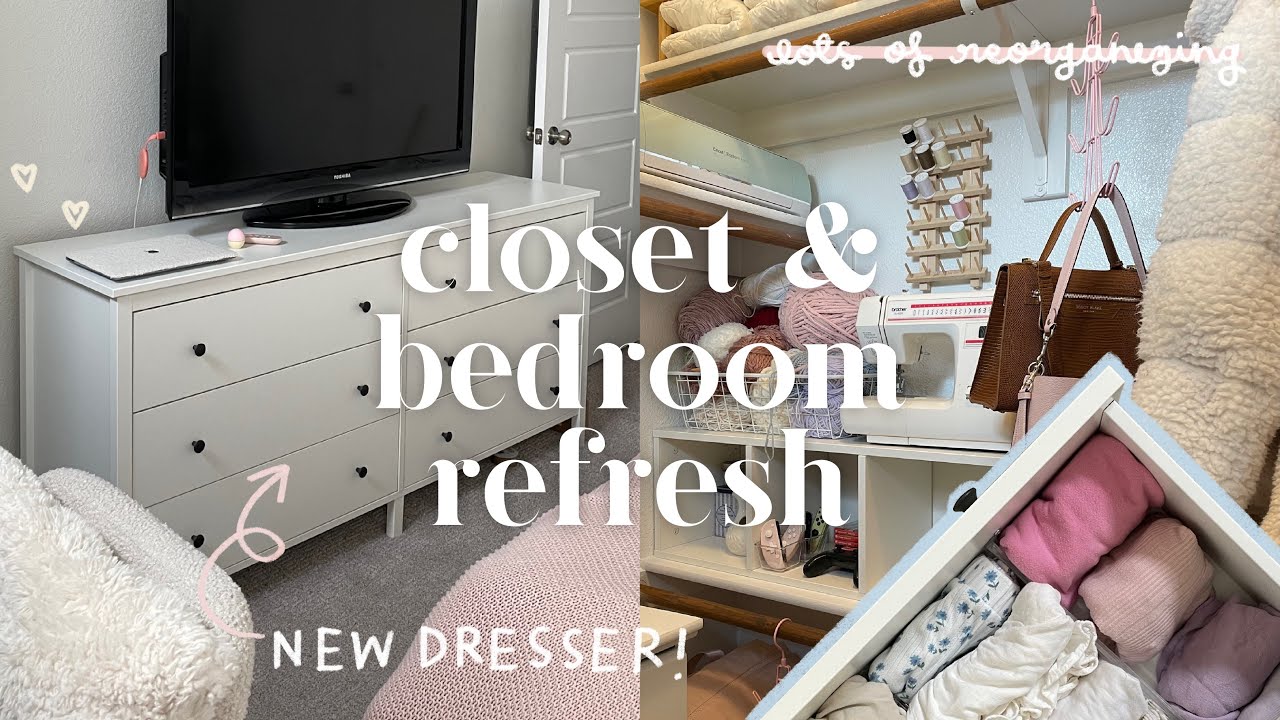 closet & bedroom refresh 🪜🪞🧵 — new dresser, vanity setup, clean + organize with me