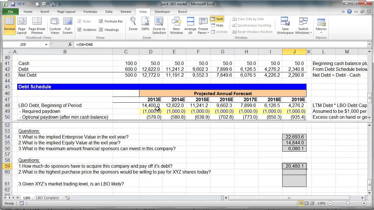 Financial Modeling Quick Lesson: Simple LBO Model (3 of 3)