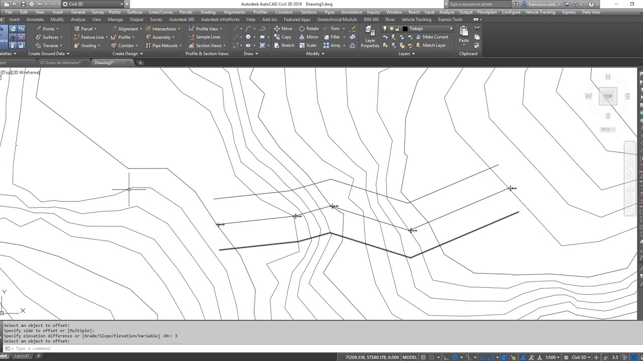 Puntos en polilinea y offset 3D