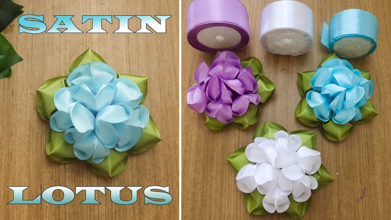 DIY😍 | How To Make Lotus Flowers🌷 From Satin Ribbon | Satin Ribbon Flowers Easy👌