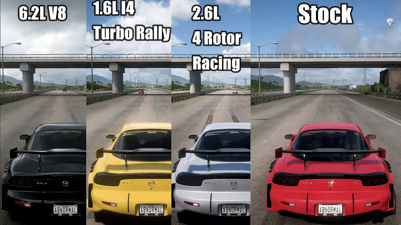 Forza Horizon 5 ||  1997 Mazda RX7 || All Engine Swap Top Speed Comparison/Battle || JDM Beast ||