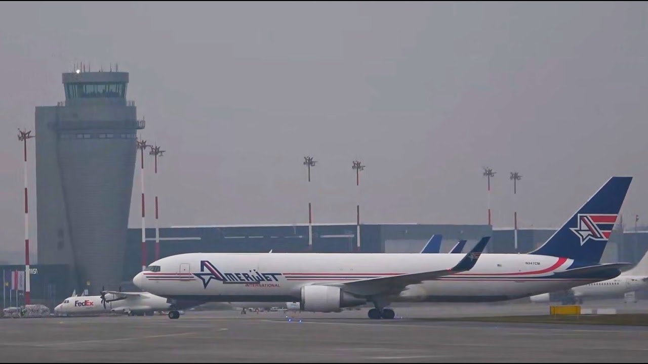 Amerijet International Boeing 767 Landing Katowice Airport FHD