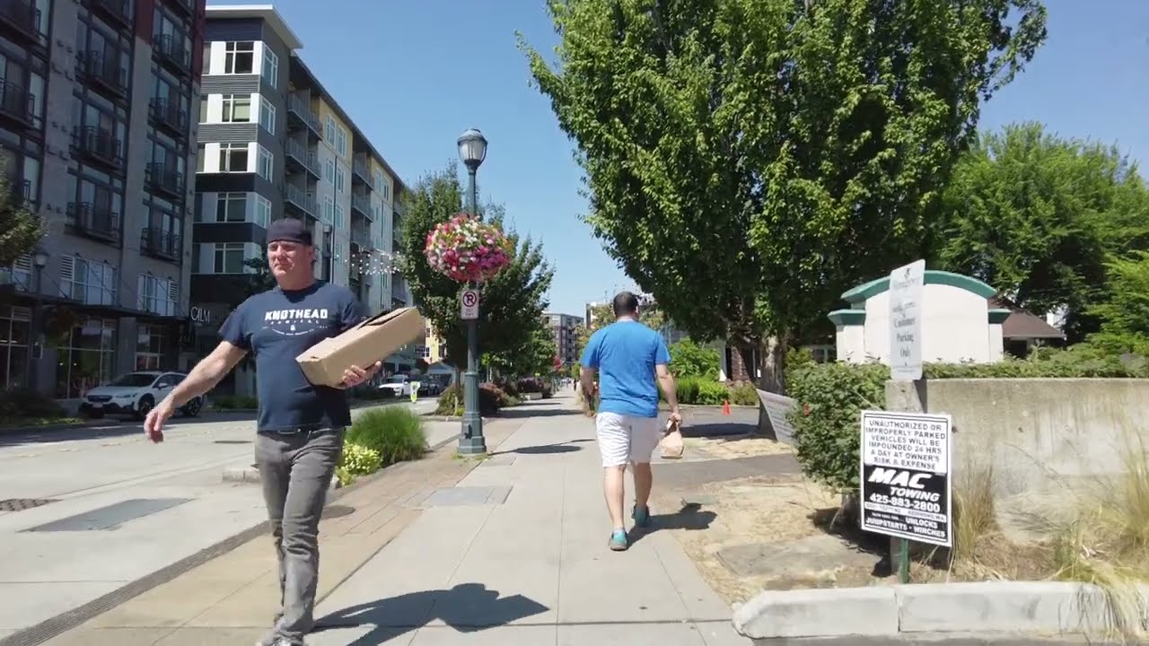 [4K] Walking Around Downtown Redmond, WA Along Redmond Way
