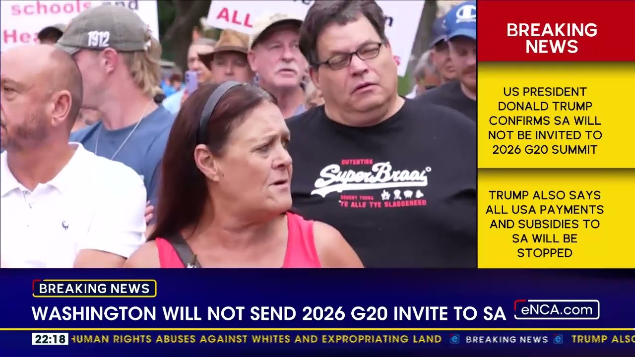 Washington will not send 2026 G20 invite to SA
