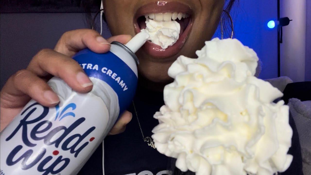 ASMR | whipped cream on my mic with candy 👅