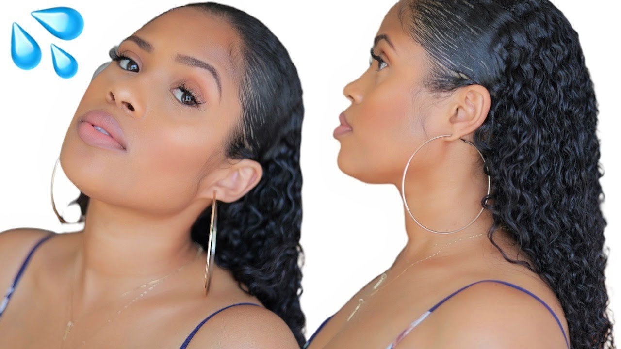 WET LOOK HAIRSTYLE ON NATURAL CURLY HAIR! TYPE 3 HAIR! SLICK BACK LOOK!