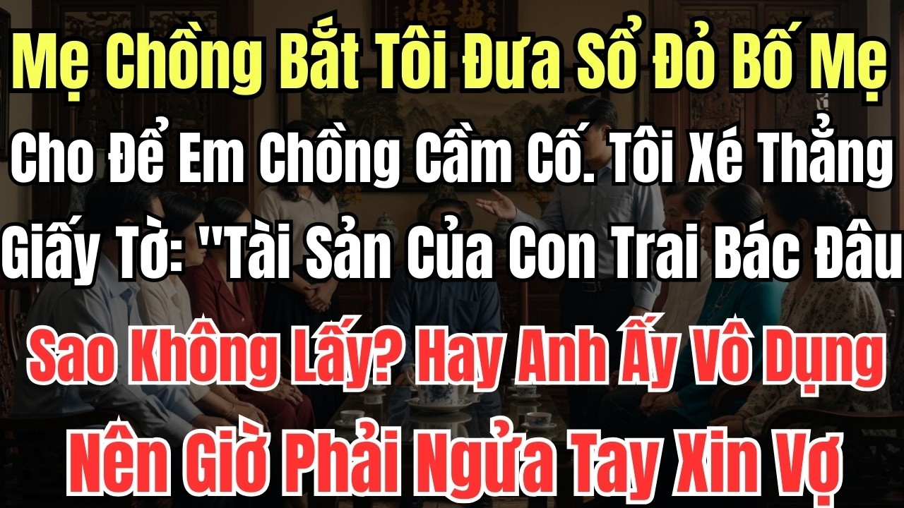 Mẹ Chồng Bắt Tôi Đưa Sổ Đỏ Bố Mẹ Cho Để Em Chồng Cầm Cố. Tôi Xé Thẳng Giấy Tờ: 