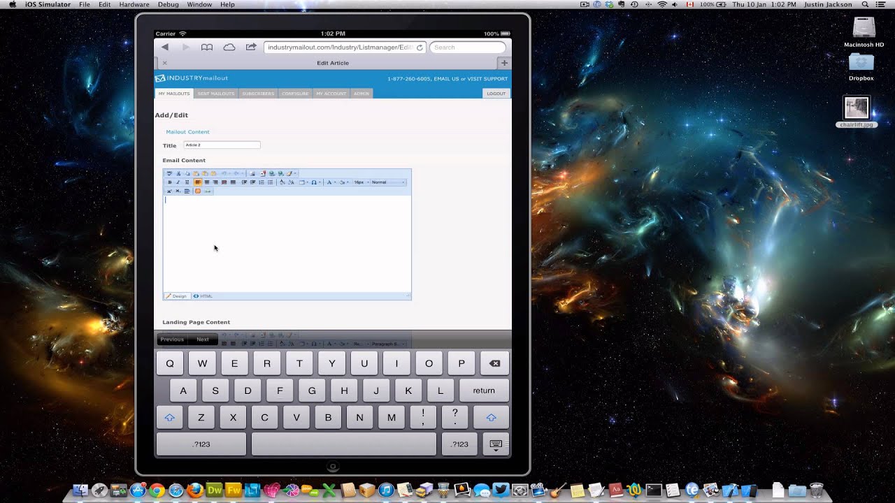 Editing a mailout on your iPad