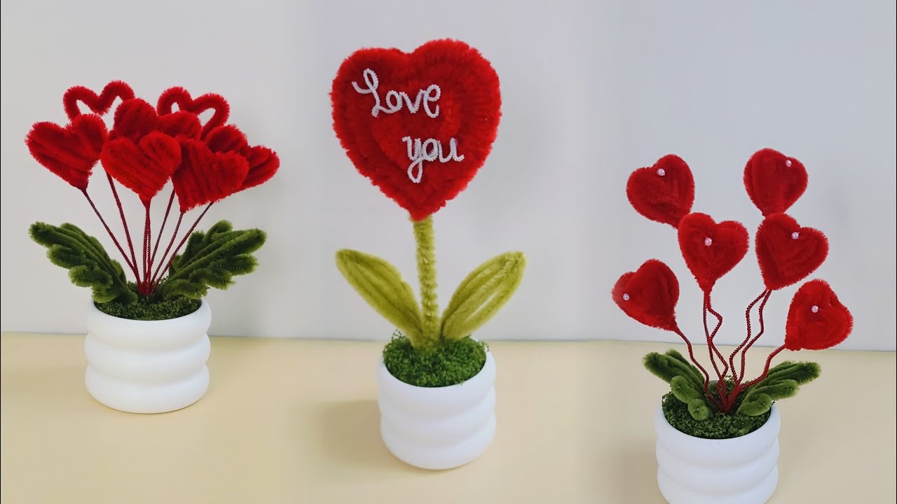 3 Easy Pipe Cleaner Heart-Shaped Flower Pots – Fun DIY Ideas for Handmade Lovers