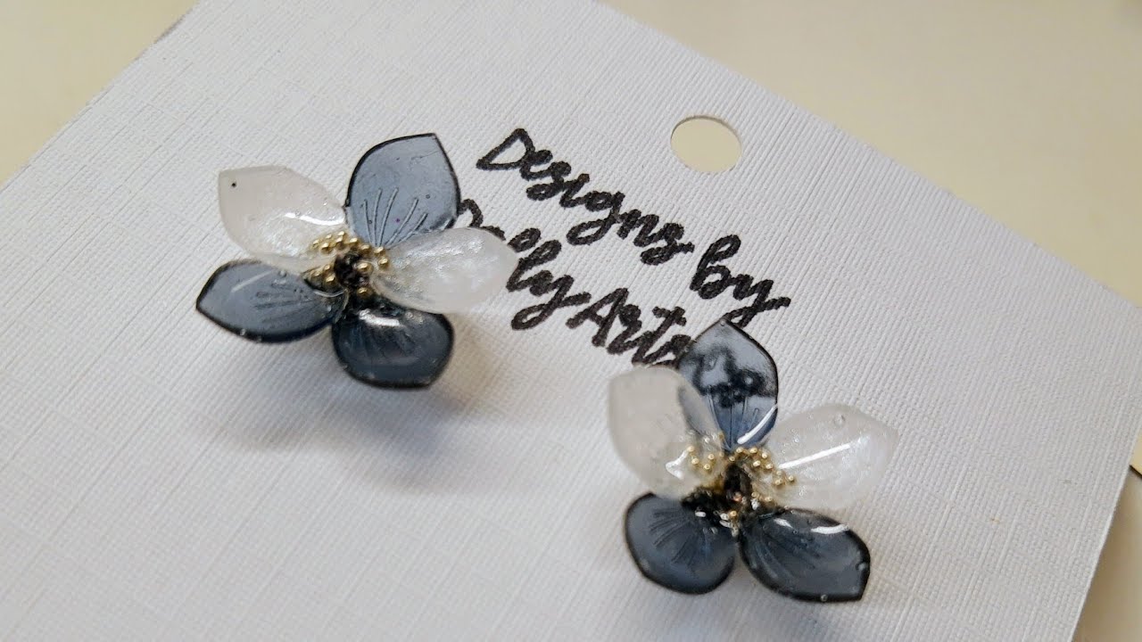 Black and White flower uv resin earrings diy