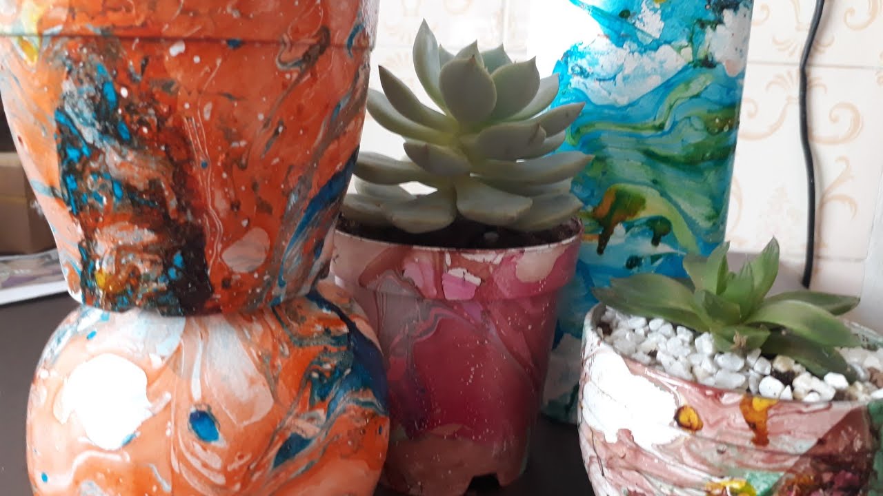 Como fazer pintura simples e fácil com #materiasreciclados  #marmorizacao #desafio