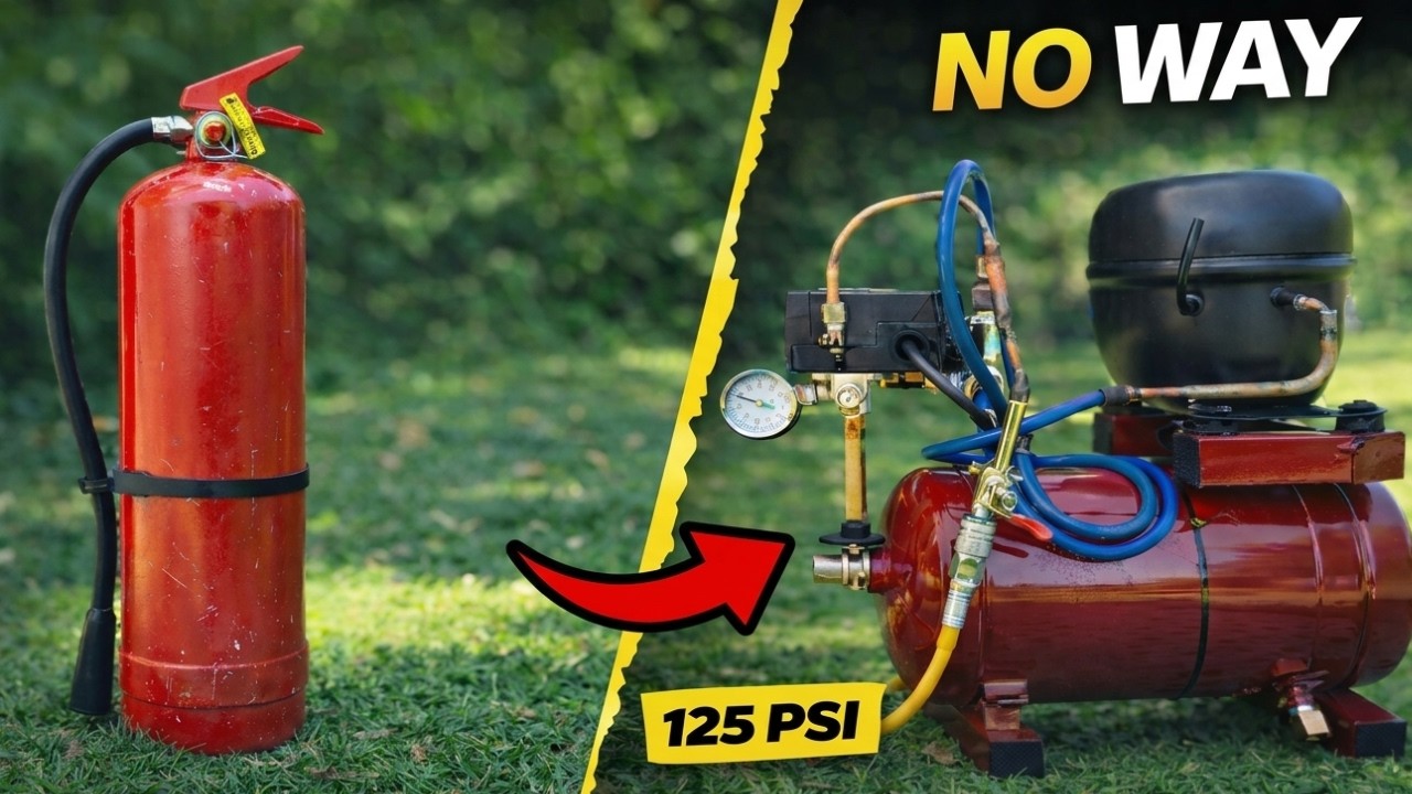 ¡Nadie Imaginó que un Extintor se Convertiría en un Mini Compresor de 125 PSI!