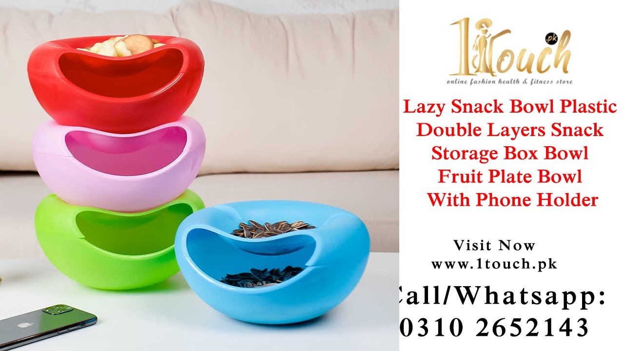 Lazy Snack Bowl Plastic Double Layers Snack Storage Box Bowl Fruit Plate Bowl With Phone Holder